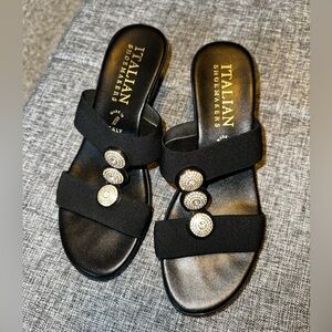 Italian Shoemakers Black Wedge Sandals